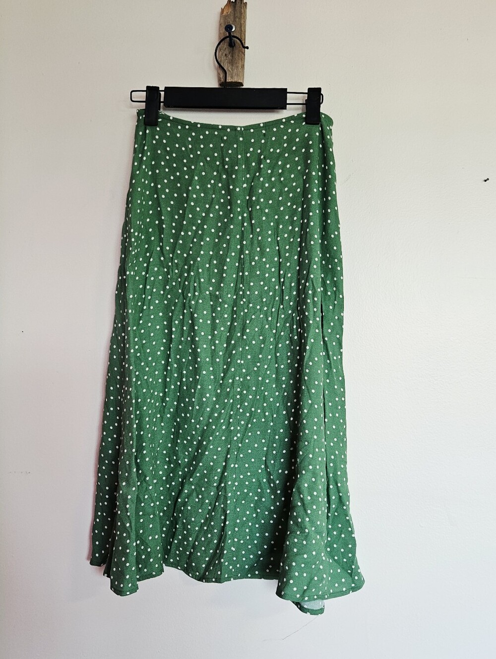 Reformation Set Green Polka-Dot Button-Front Midi Skirt And Top Size 0 - Picture 3 of 7